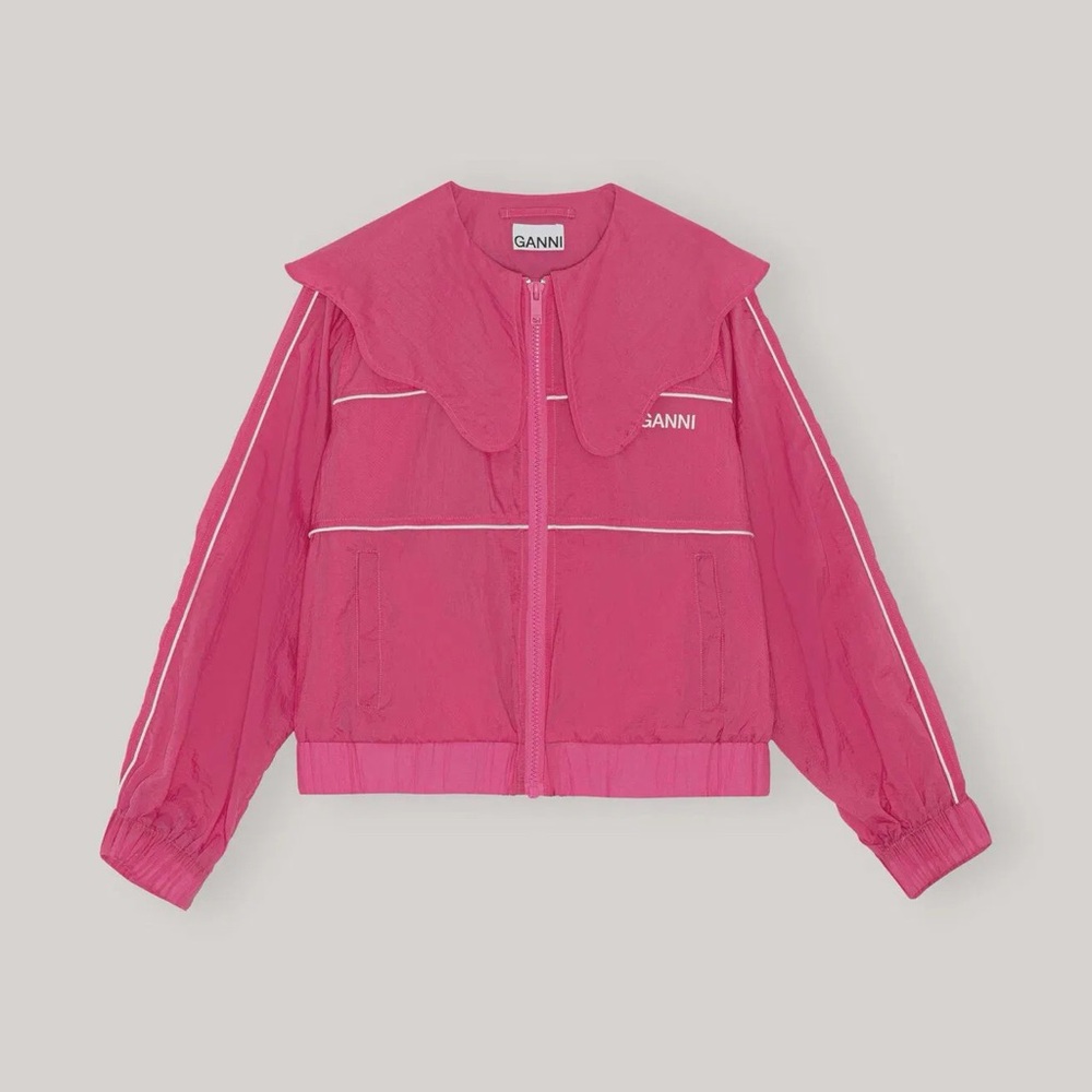 Ganni Carmine Rose Lightweight Track Sport Jacket